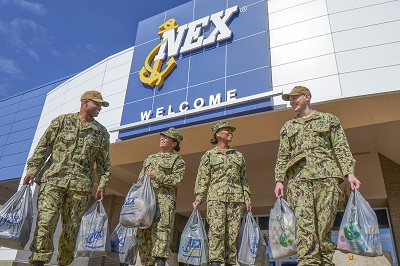Navy sailors outside Navy Exchange