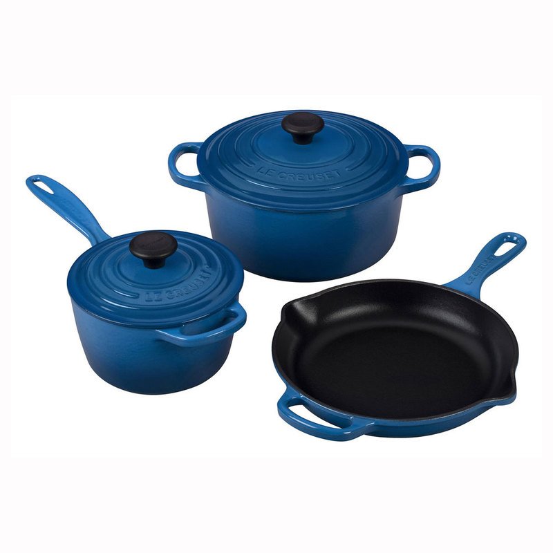 Le Creuset 5piece Cast Iron Signature Set, Marseille Blue Cookware