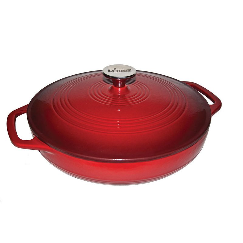 Lodge Cast Iron Enameled Cast Iron Grill Pan, Red