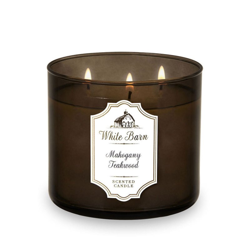  White Barn 3-Wick Candle in Mahogany Teakwood with Essential Oil  - 14.5 oz - 2020 : Health & Household
