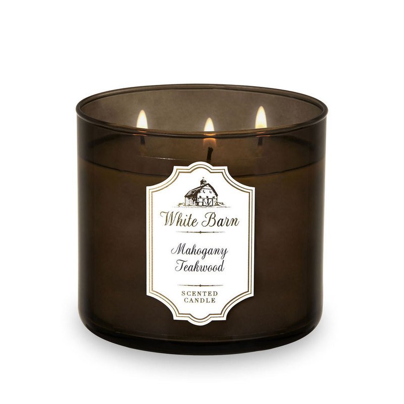 Bath & Body Works White Barn Mahogany Teakwood 3-wick Candle