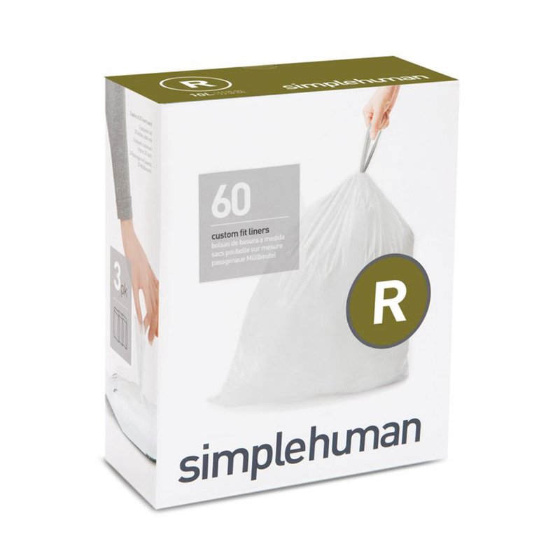 Simplehuman Custom Fit R Liners, 60 Pack, Trash Cans & Recycling Bins