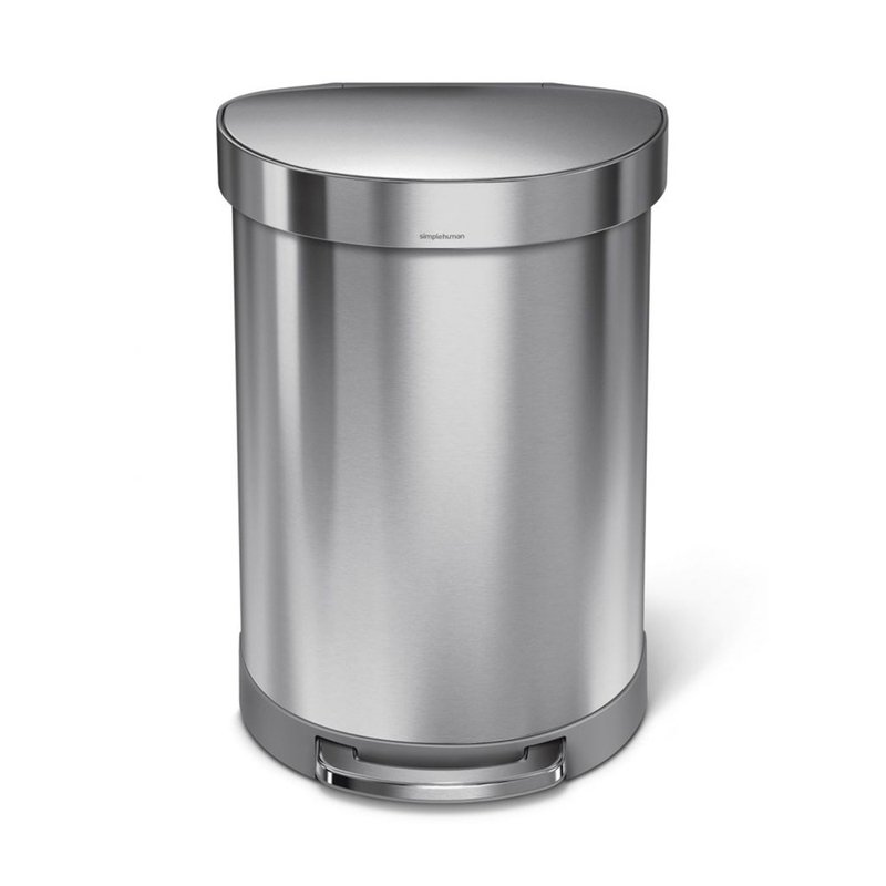 Simplehuman 60 Liter Brushed Stainless Steel Semi-round Liner Rim Step Can,  P Liner, Trash Cans & Recycling Bins