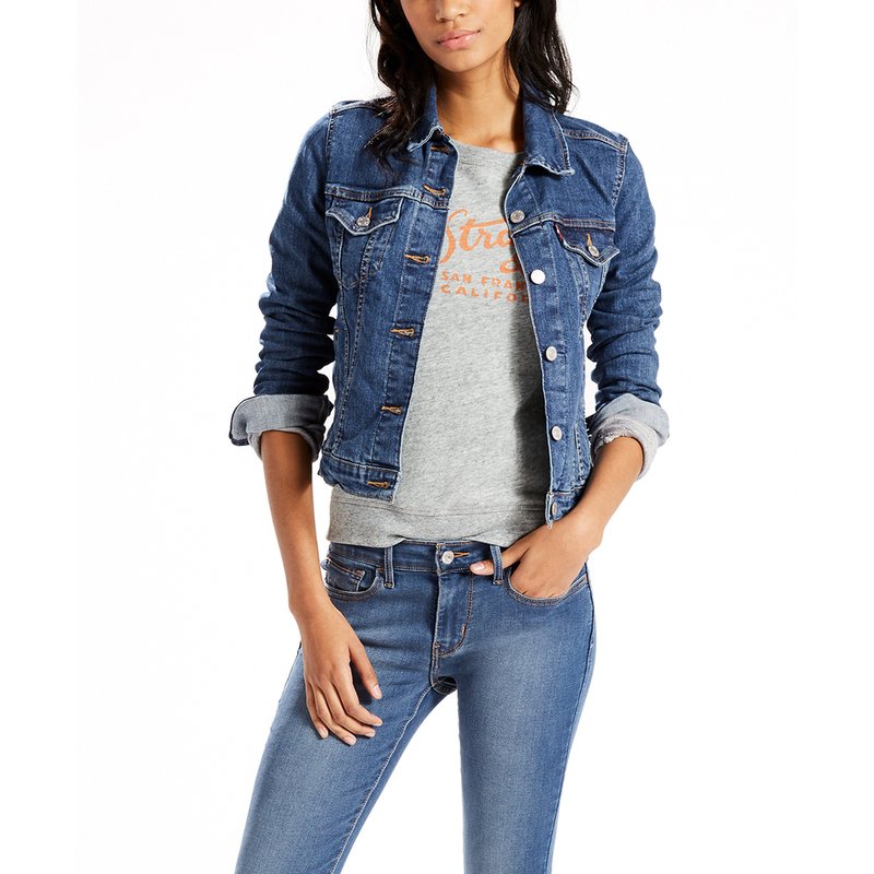 Buy Levis Women Blue Solid Denim Jacket - Jackets for Women 6799445 | Myntra