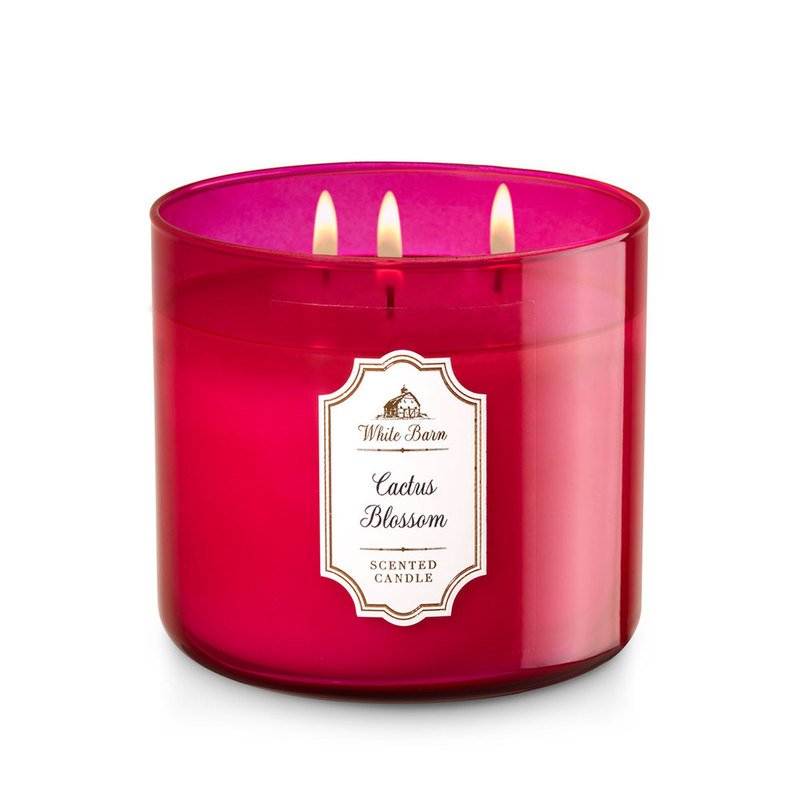 Bath & Body Works White Barn Cactus Blossom 3-wick Candle