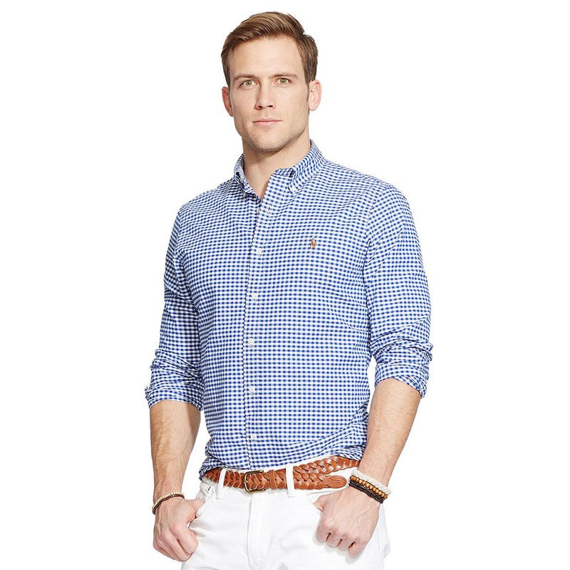 Polo Ralph Lauren Men's Long Sleeve Oxford Sport Shirt Blue White Gingham |  Men's Tops | Apparel - Shop Your Navy Exchange - Official Site