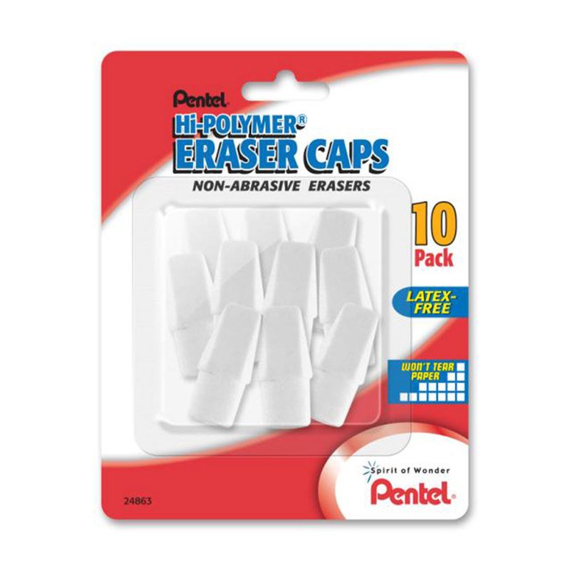 Pentel Hi-polymer Eraser Caps, 10-count, Buy In Multi-packs