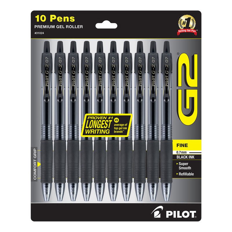 Pilot G2 Pens, Gel Roller, Fine Point 0.7 mm, Black, School Supplies