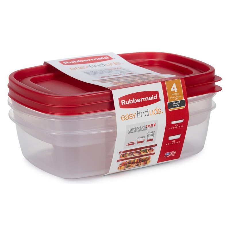 Rubbermaid Easy Find Lids Food Storage Containers, 8.5 Cup, 2-Piece