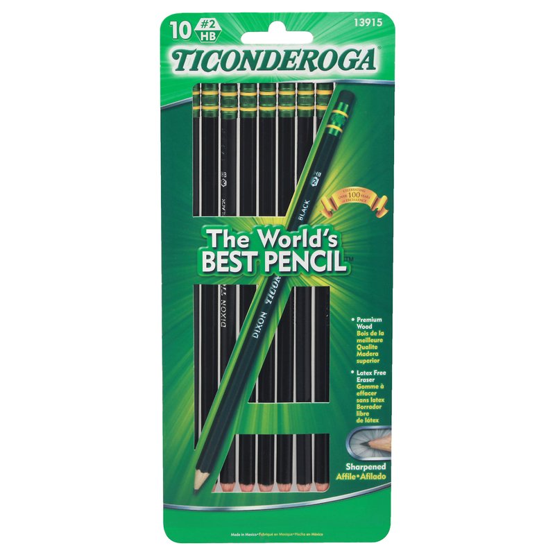 Dixon Ticonderogo #2 Presharpened Pencils, 10-count, Pencils, Erasers &  Sharpeners