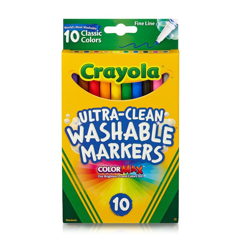 Crayola Classic Colors Ultra-clean Washable Fine Line Color Max Markers,  10-count, Markers, Crayons & Highlighters
