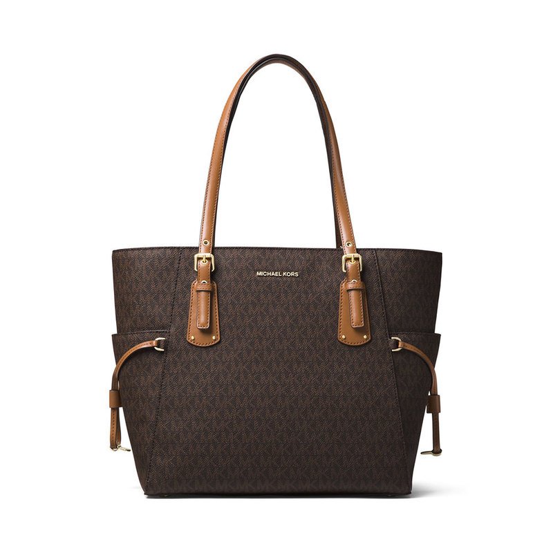 Michael Michael Kors Logo Voyager East West Tote - Brown/Gold