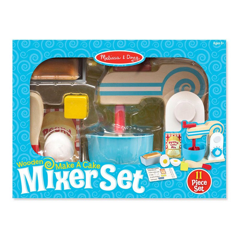 Melissa & Doug Toy, Mixer Set, Wooden, Make-A-Cake, 11 Pieces