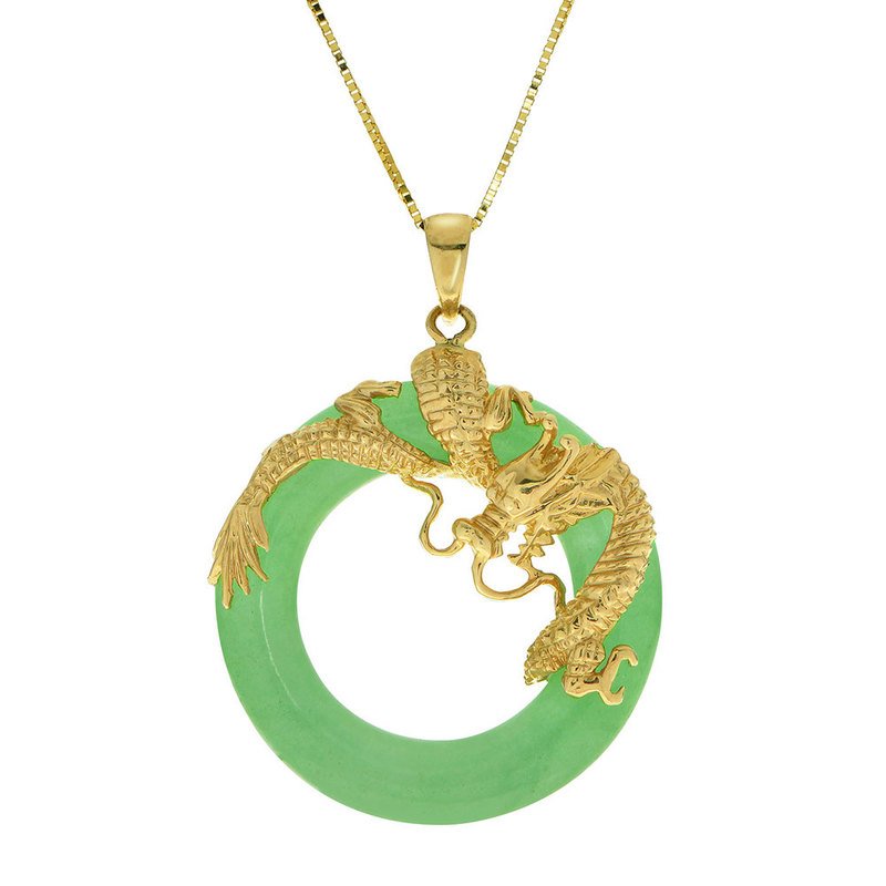 Carved Green Jadeite Jade Dragon Necklace – Lireille