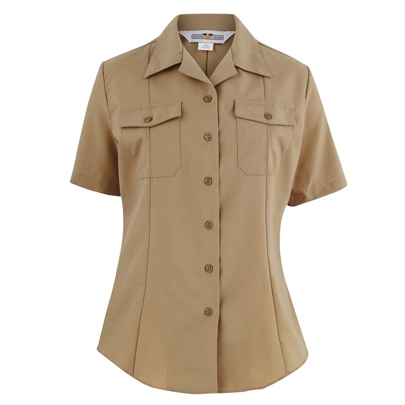 Women\'s Khaki Poly/wool Short Sleeve Shirt | Service Khaki | Military -  Shop Your Navy Exchange - Official Site
