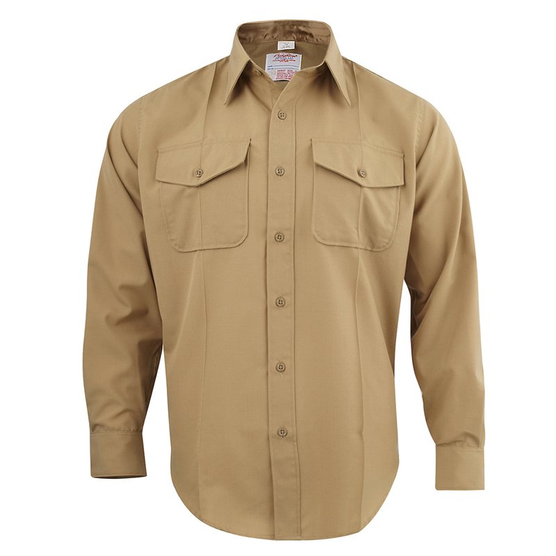 Usmc Men's Khaki Long Sleeve Shirt | Bravo And Charlie | Military ...