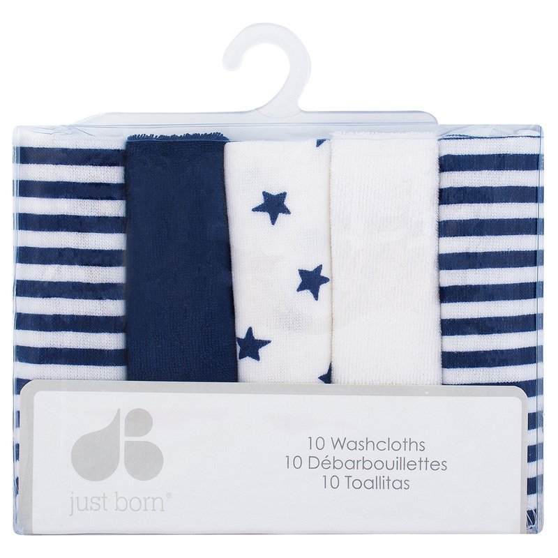 Just Born Baby Boys' 10-pack Terry Washcloths, Pom Pom, Bath Towels &  Washcloths