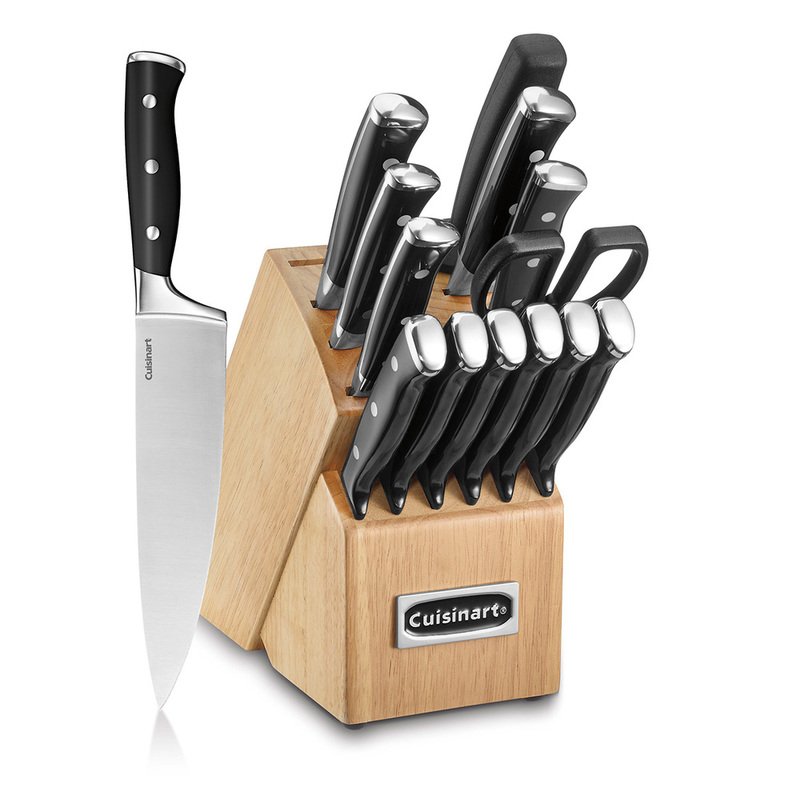 Kitchen Knife Sets with Block, 15-Piece High Carbon Stainless Steel Knife  Block Set with Sharpener, Ultra-Sharp kitchen knives with Triple Rivet Wood