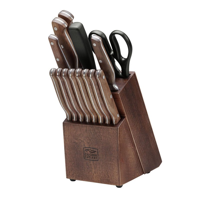 Chicago Cutlery Essentials 15-Piece Kitchen Knife Set with Wood Block 