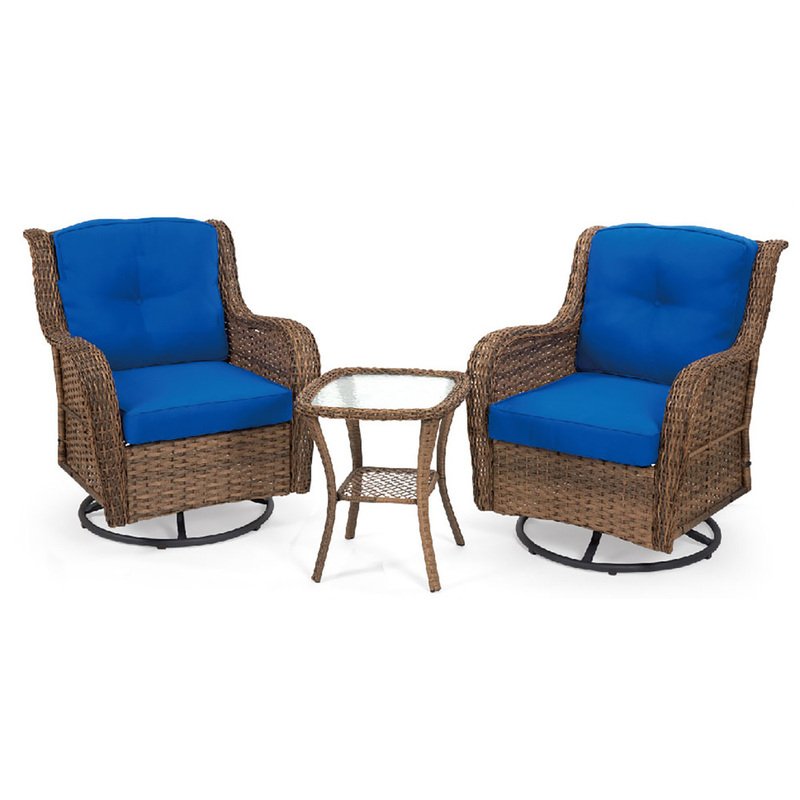 Hks John Wick 3pc Swivel Glider Chat Set With Navy Cushions Chat Sets For The Home Shop Your Navy Exchange Official Site