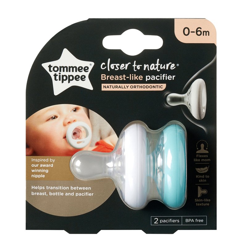 Tommee Tippee Closer To Nature Soother Pacifier Breast-Like Shape 0-6m 2pk 