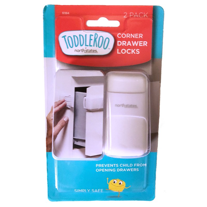 Toddleroo by North States 2-Count Corner Drawer Locks in White