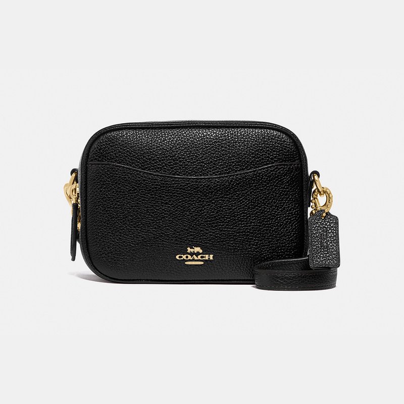 coach camera bag in polished pebble leather