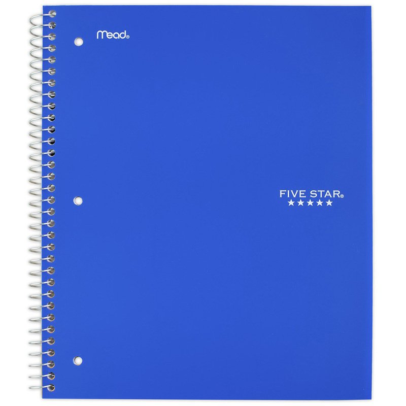 Mead Five Star 5-Subject College-Ruled Notebook, Assorted - 1 pack