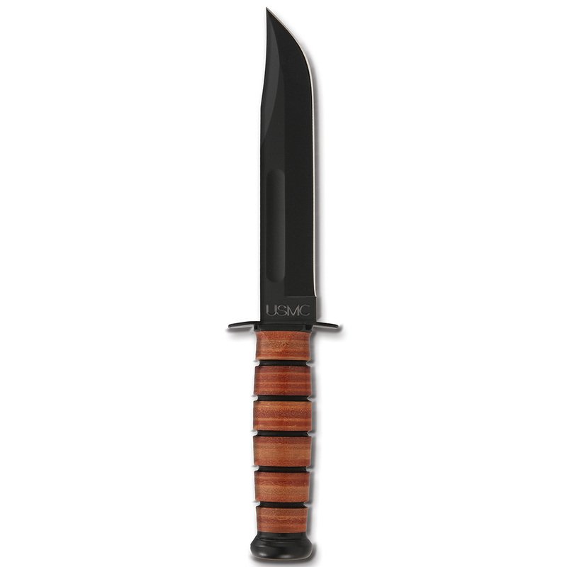 Kabar Usmc Fighting Utility Straight Edge Knife With Leather