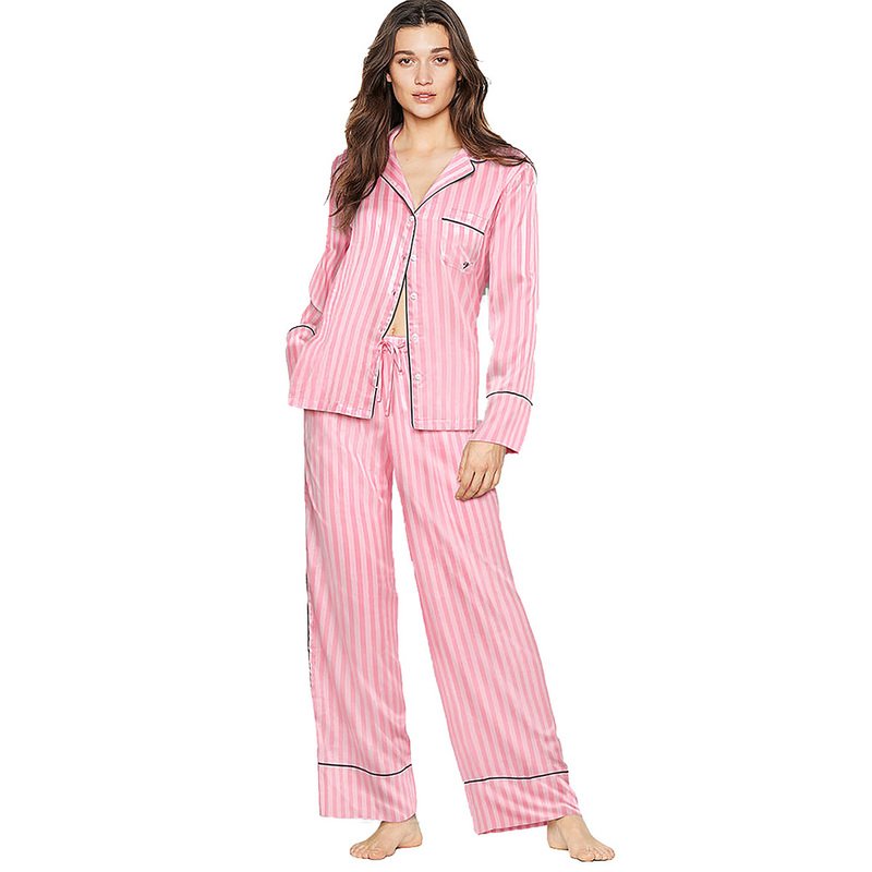 satin pajama set pink