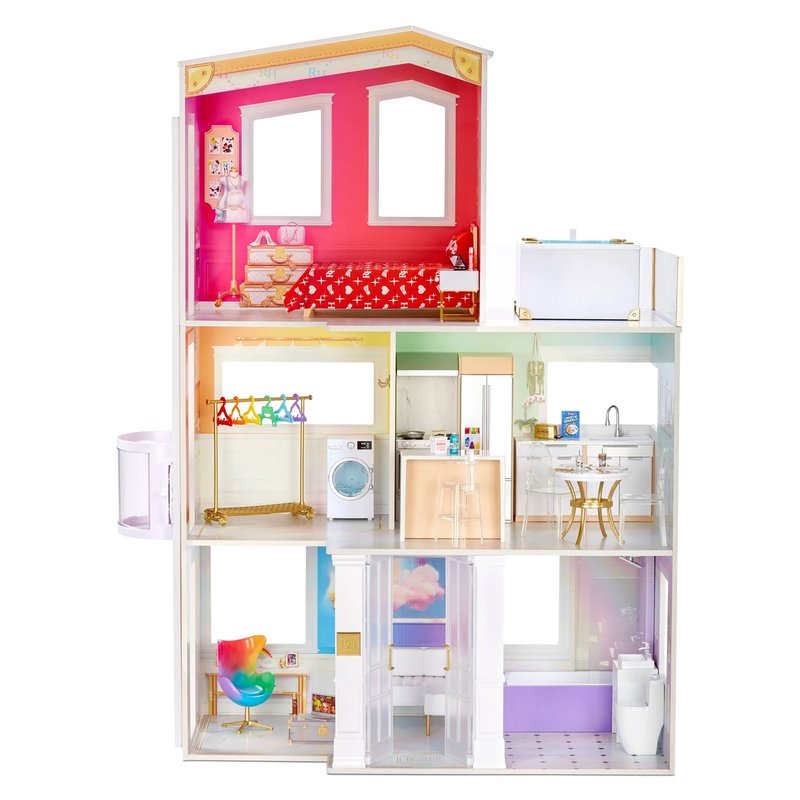 Doll House for 3 Year Old Girls,4-Story 13 Rooms Doll House,Fully Furnished  Dollhouses w/Lights,Play Mat and Upgraded Doll,Play House