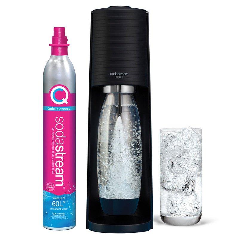 SodaStream 1L Dishwasher Safe Classic Carbonating Bottle, 2 Count, Black/Clear
