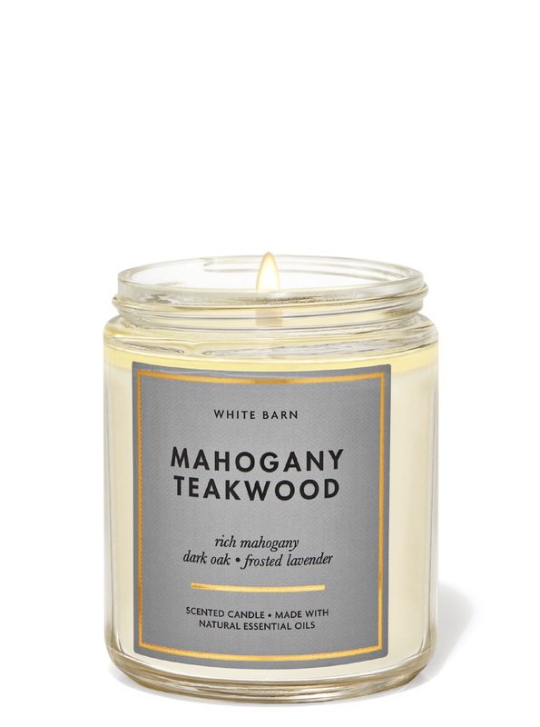 Bath & Body Works Mahogany Teakwood Single Wick Candle, Scented Candles