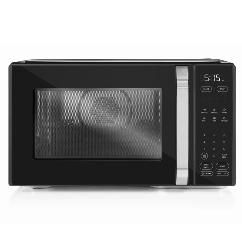 Chefman MicroCrisp 1.1 Cu ft 1000W Microwave + Crisper, Black, New