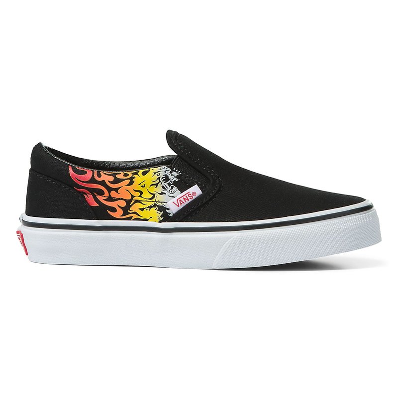 Vans with flames slip on sale