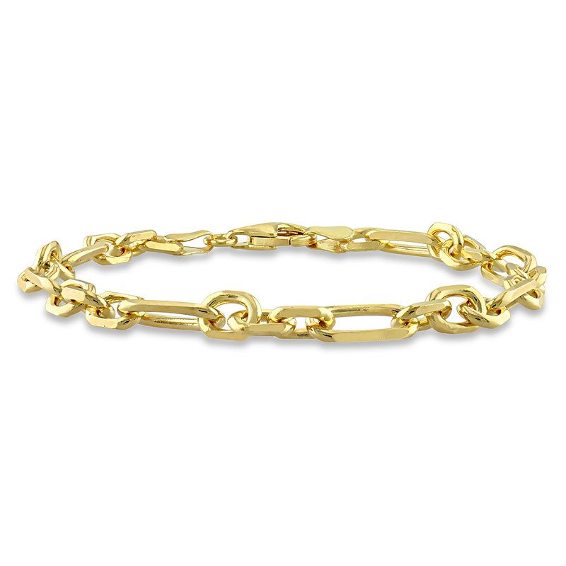 14K Hollow Two Tone Yellow & White Gold Figaro Bracelet - Gold Depot Inc