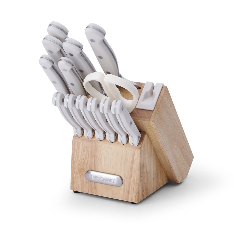 Farberware 14 Piece Triple Rivet Knife Block Set White