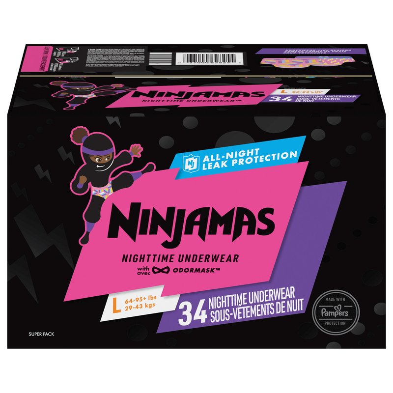 Pampers Ninjamas Nighttime Underwear Girl Super Pack 34ct, Disposable  Diapers