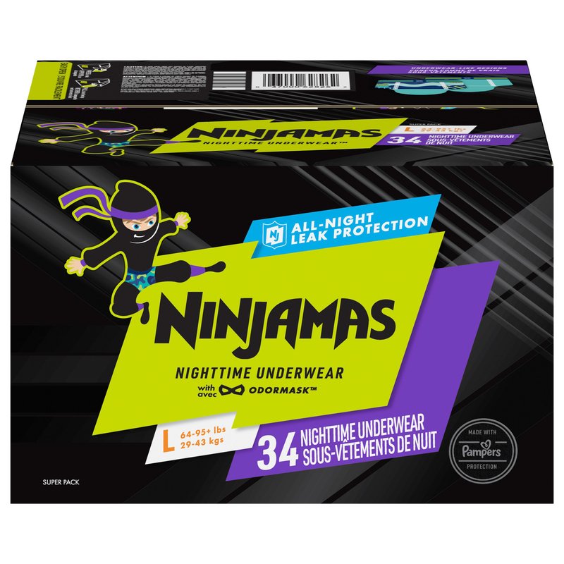 Pampers Ninjamas Nighttime Underwear Boy Super Pack 34ct