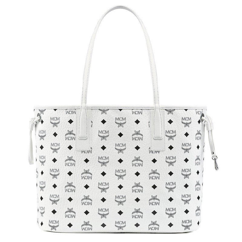 MCM Visetos Medium Project Reversible Shopper Tote White 1247262