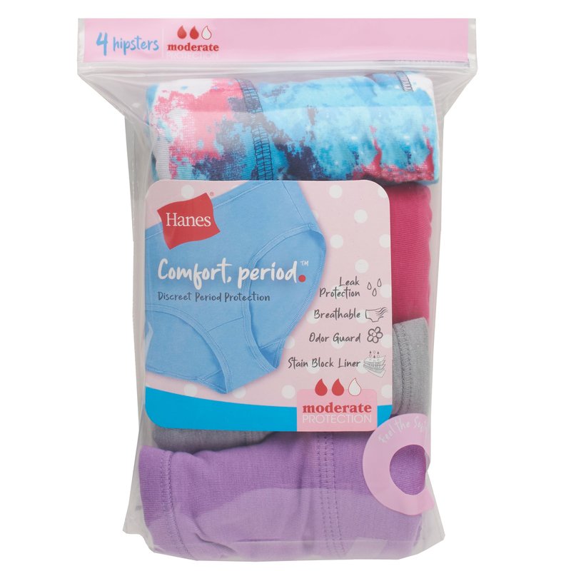 Hanes Big Girls' Comfort Period Hipsters, Big Girls' Bras, Underwear &  Socks