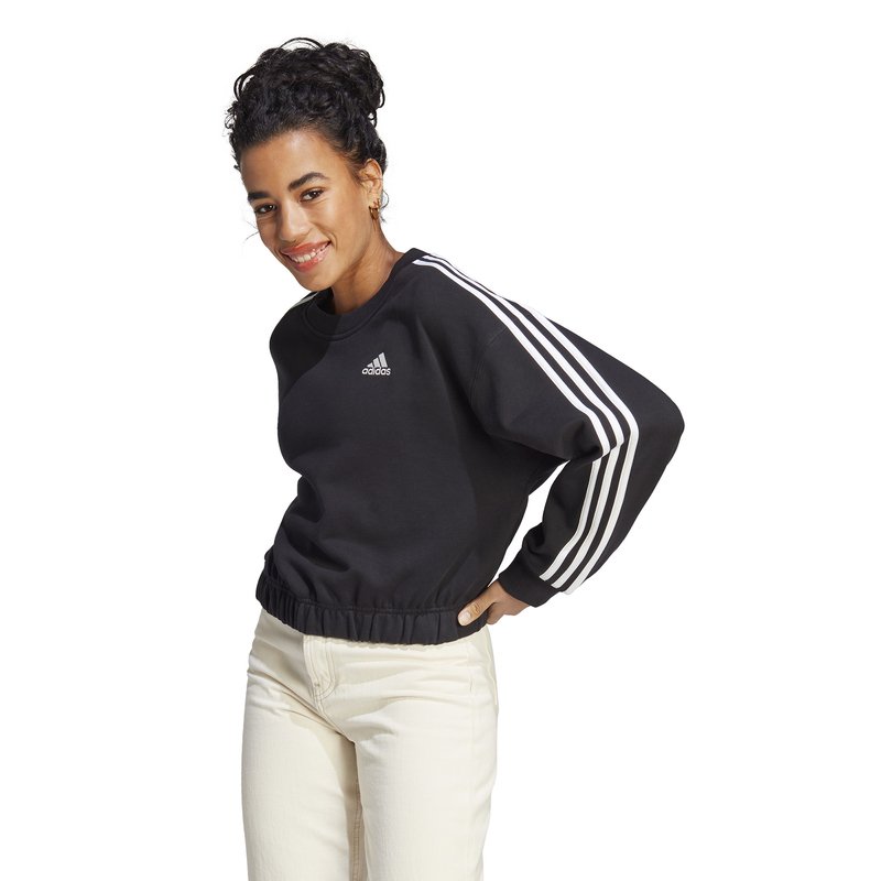Adidas Women's French Terry Three Stripe Crop Sweatshirt