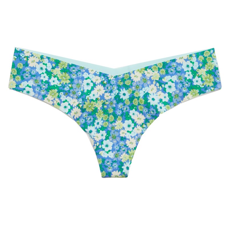 Aerie Womens No Show Color Block Thong Underwear, Panties