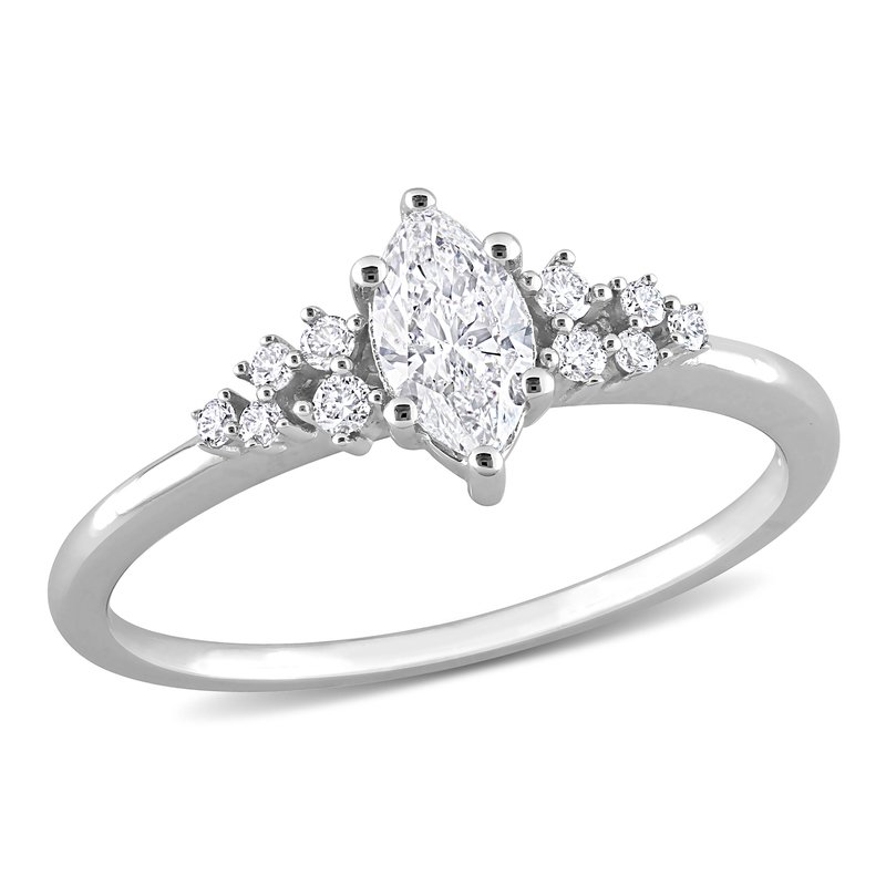 Diamond Engagement Ring 7/8 ct tw Marquise & Round 14K White Gold | Kay