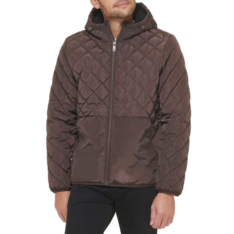 Kenneth Cole Men's Diamond Quilted Hooded Jacket