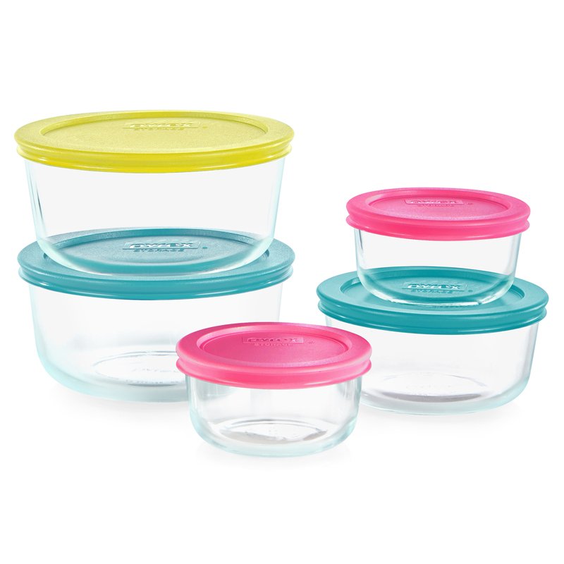  Pyrex Simply Store 10 Piece Set with Colored Lids