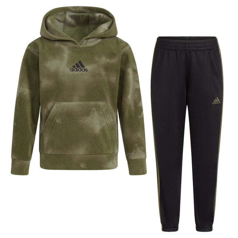 Adidas Little Boys Microfleece Hoodie And Jogger Sets