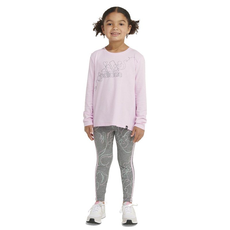 Adidas Little Girls' Contour Script Legging Sets, Little Girls' Activewear