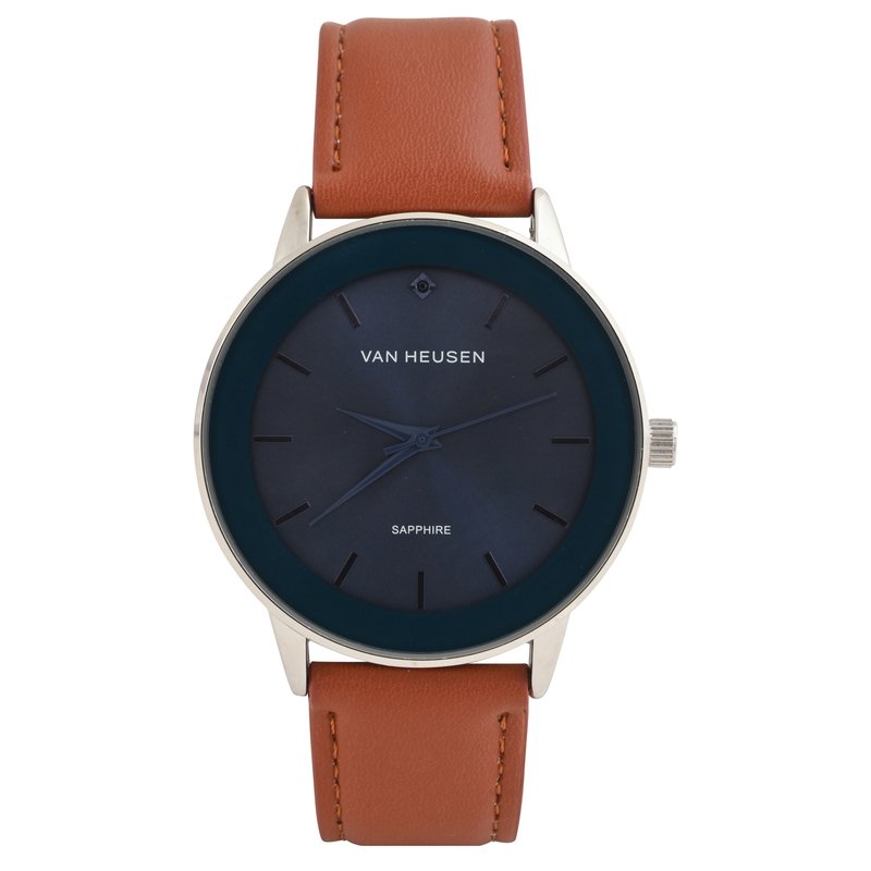 Van Heusen Men's Diamond Dial Leather Strap Watch, Men's Watches