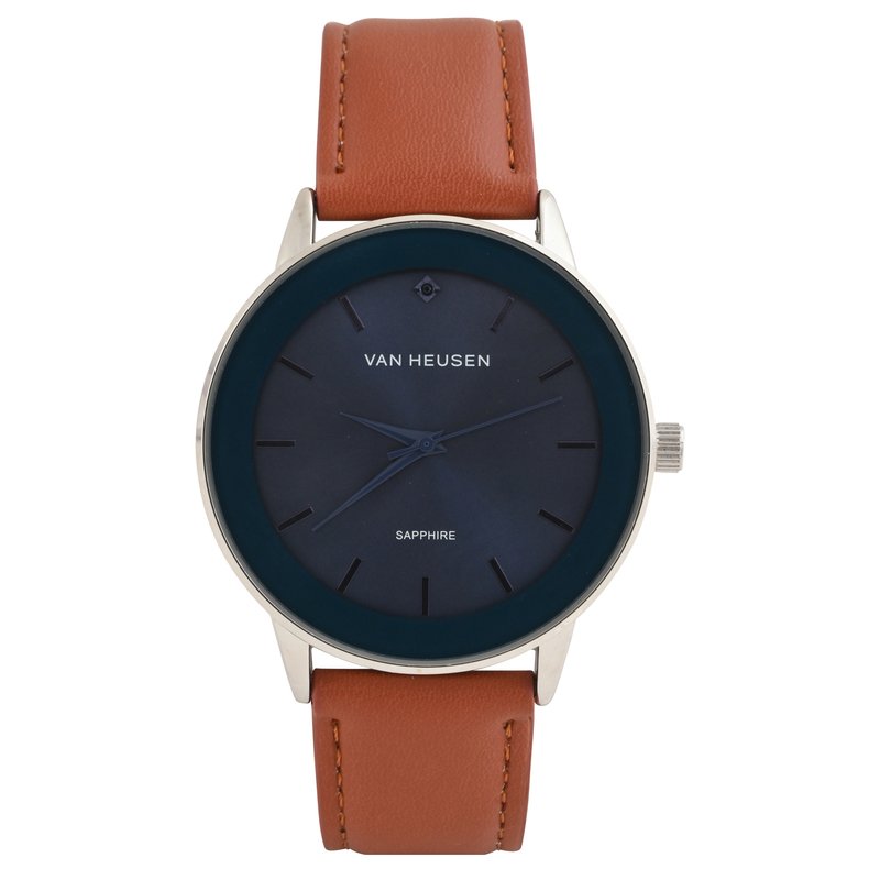 Van Heusen Men's Diamond Dial Leather Strap Watch